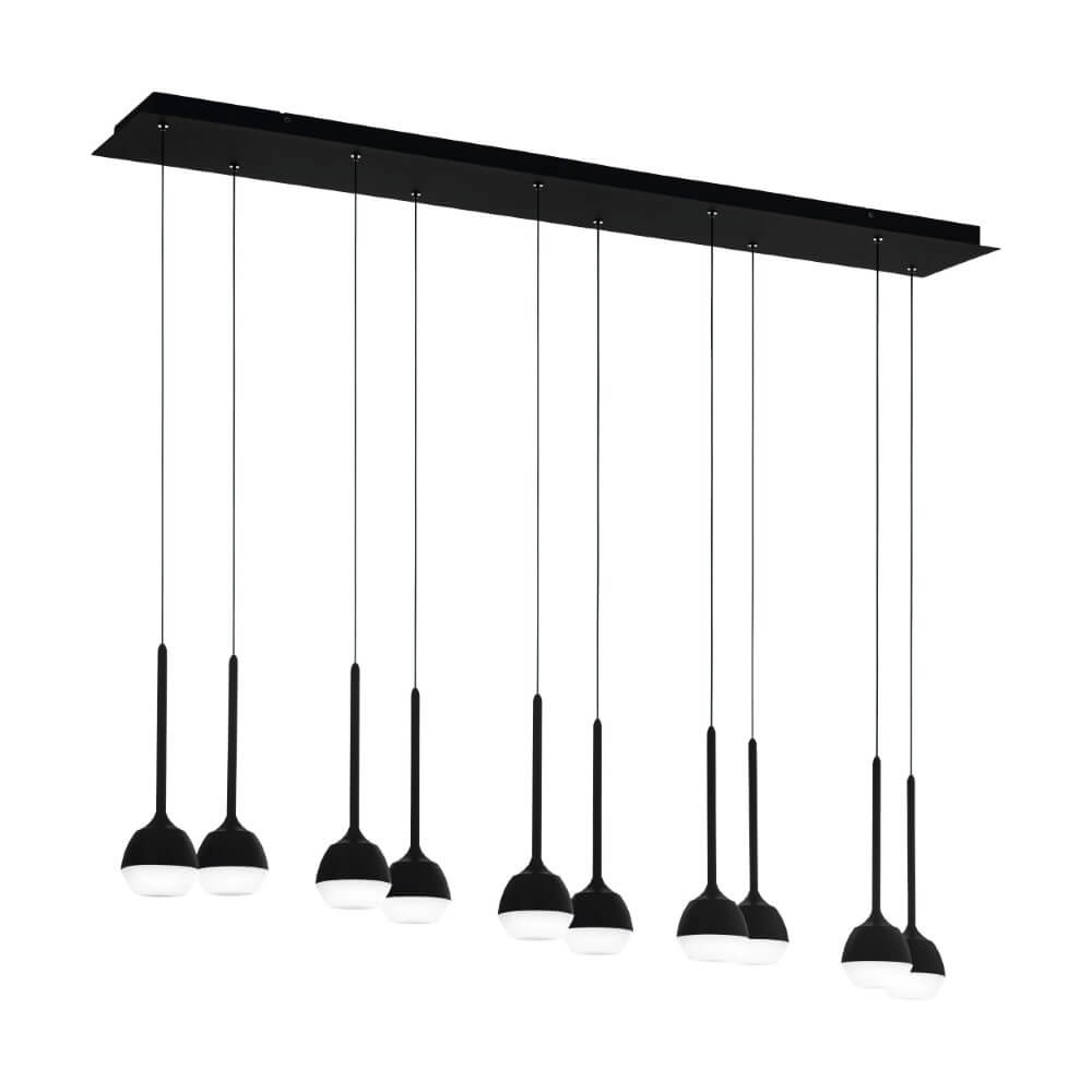 10-light hanging lamp Nucetto black rectangular