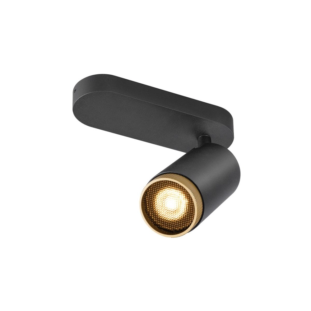 Surface-mounted spot Grip! L Black with gold ring