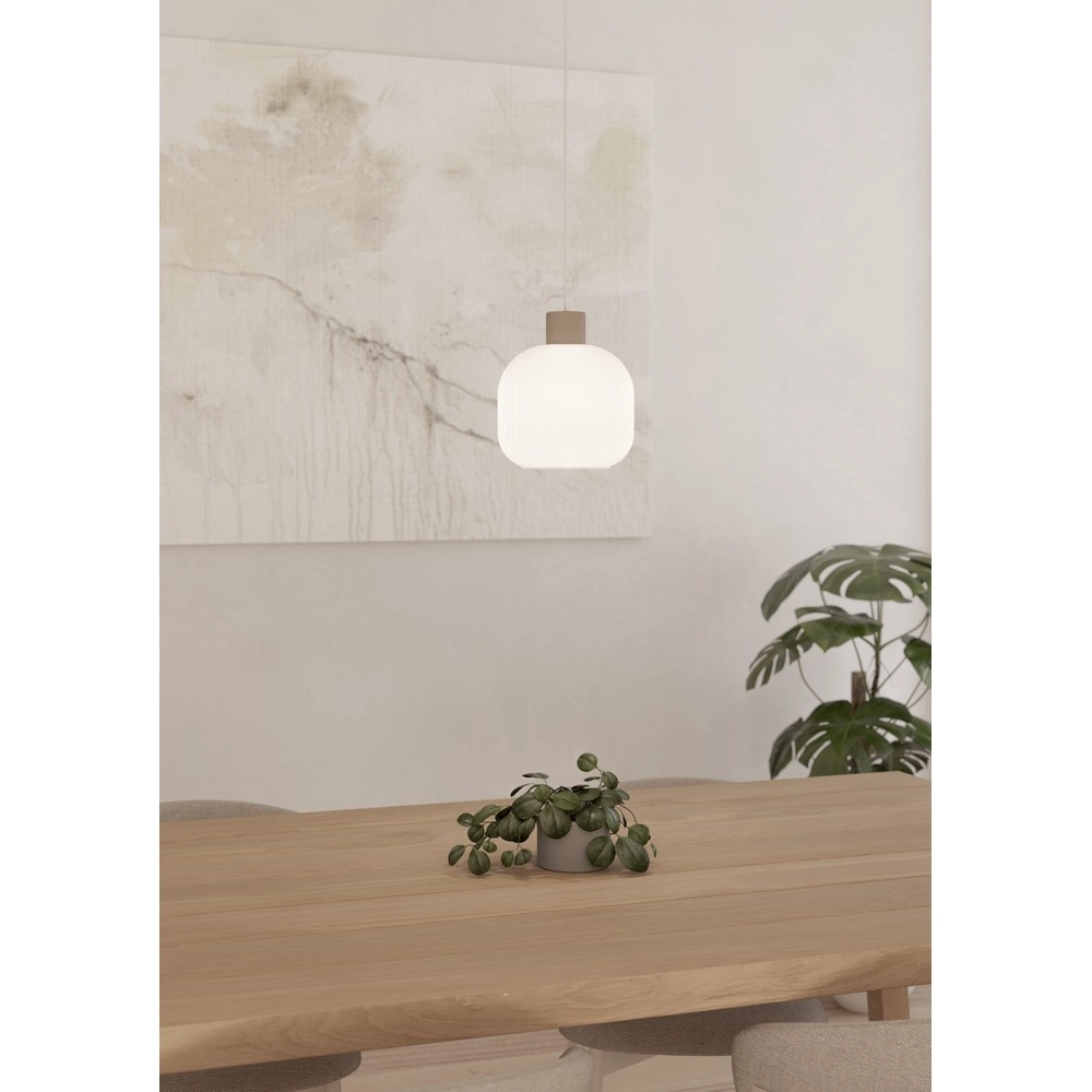 Design pendant lamp Dasmina sand brown with white Ø 20cm