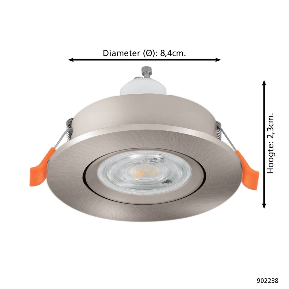 Recessed spotlight Barranco nickel Ø 8.4cm IP44 - 3000K Eglo 9008606359172