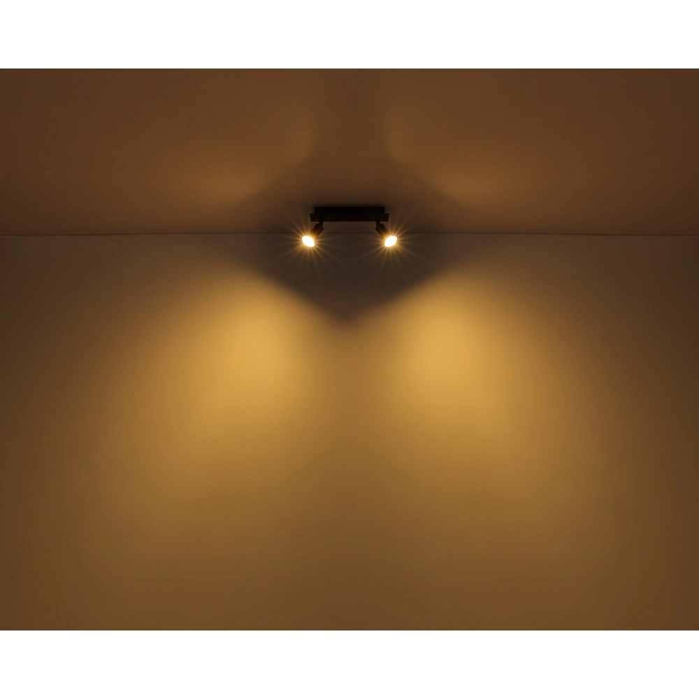 Ceiling spotlight Drew black with wood 2-lights Globo 9007371430789