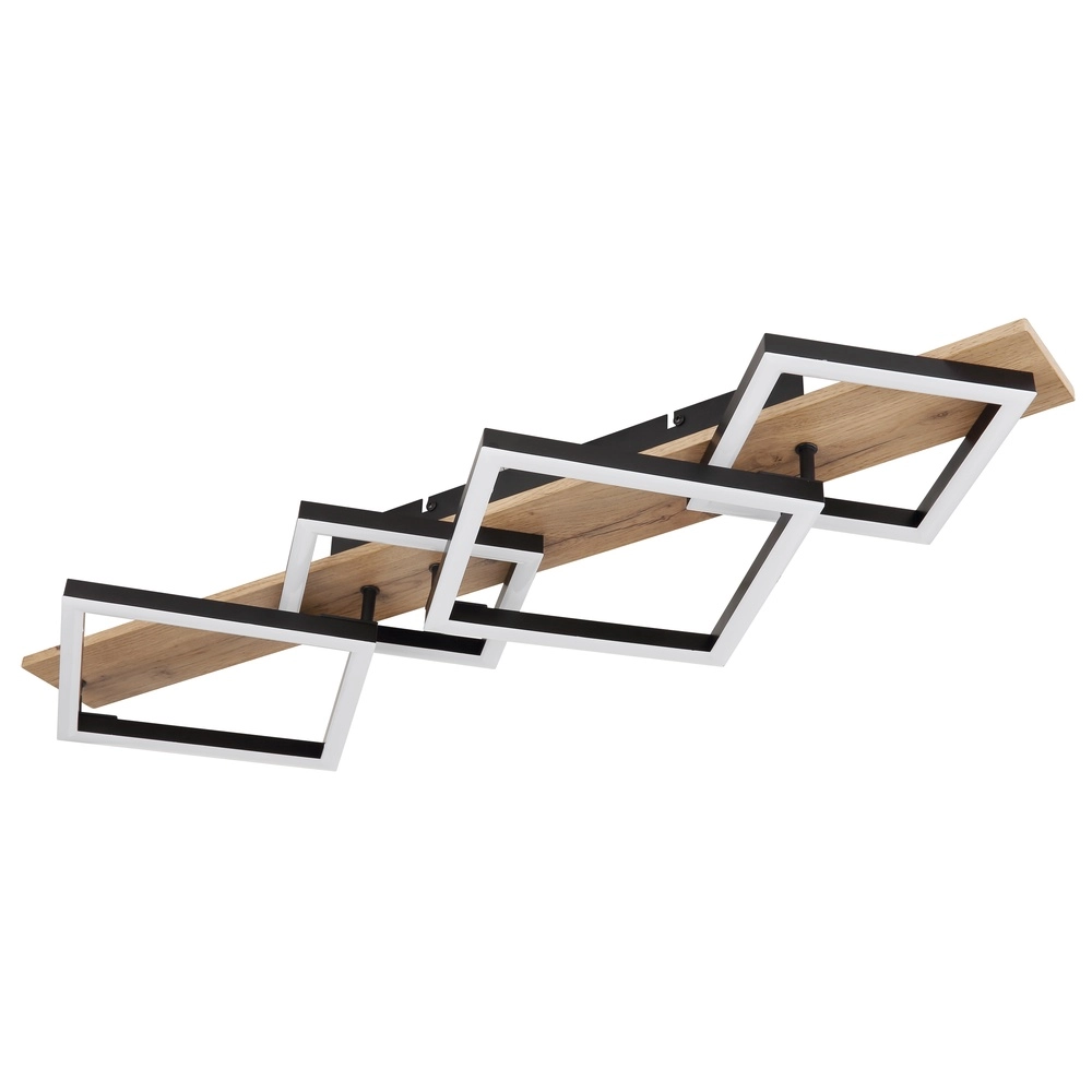 Ceiling lamp Beatrix 82cm squares black with wood Globo 9007371448395