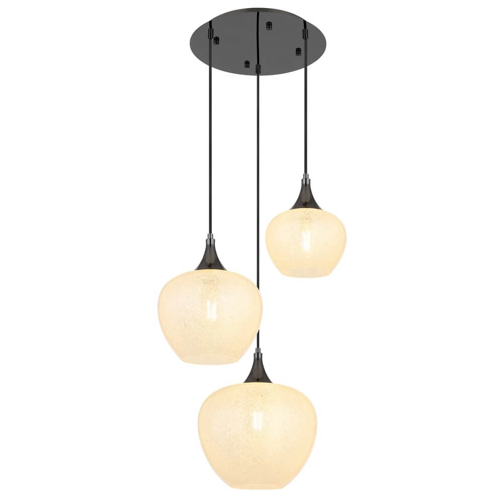 Anthracite pendant lamp Maxy with white glass 3-light Ø 49cm