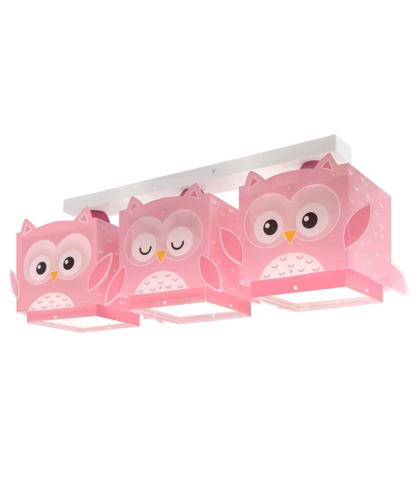 Children's room ceiling lamp Pink Owl