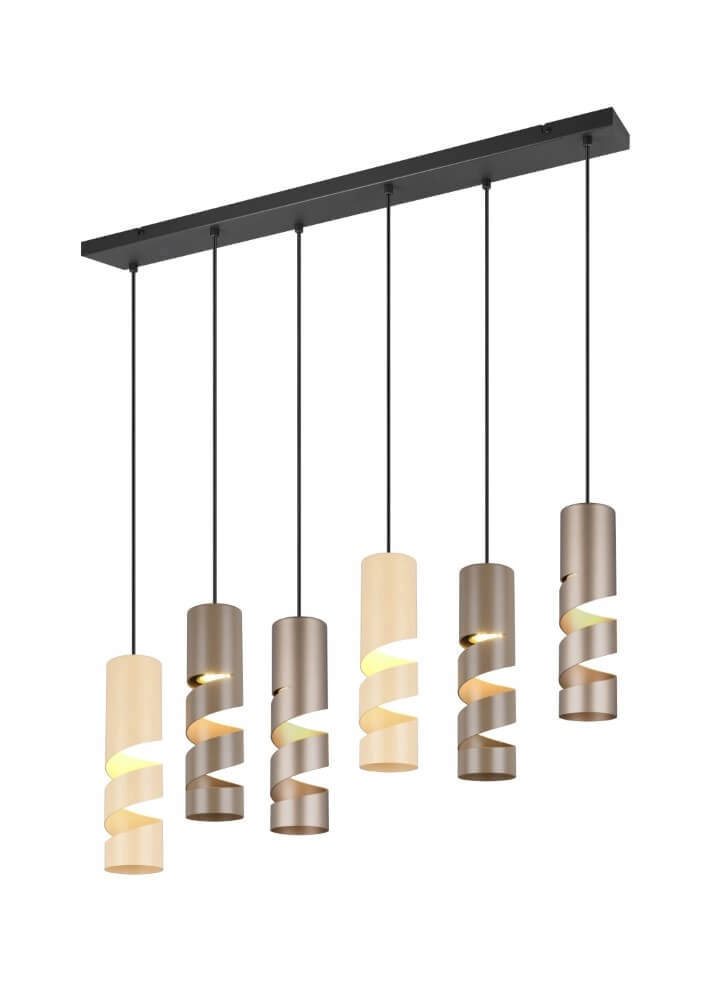 6-light tube pendant lamp Stream brown tones