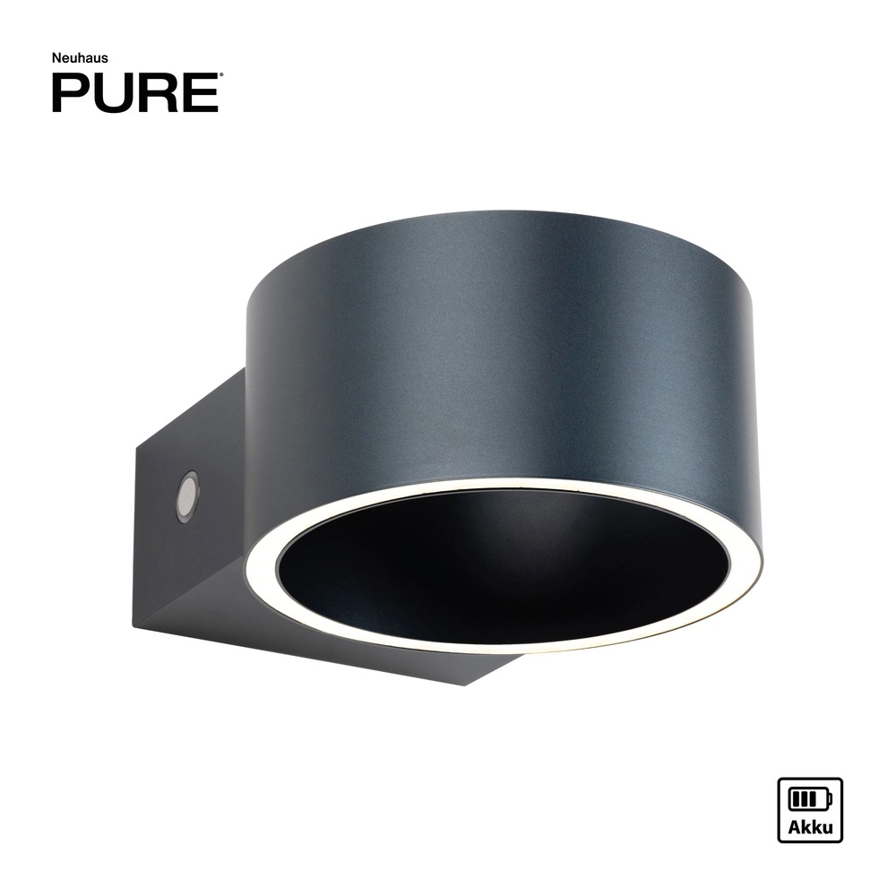 Rechargeable wall lamp Pure Akku Clipse Mystic grey Paul Neuhaus 4012248391754