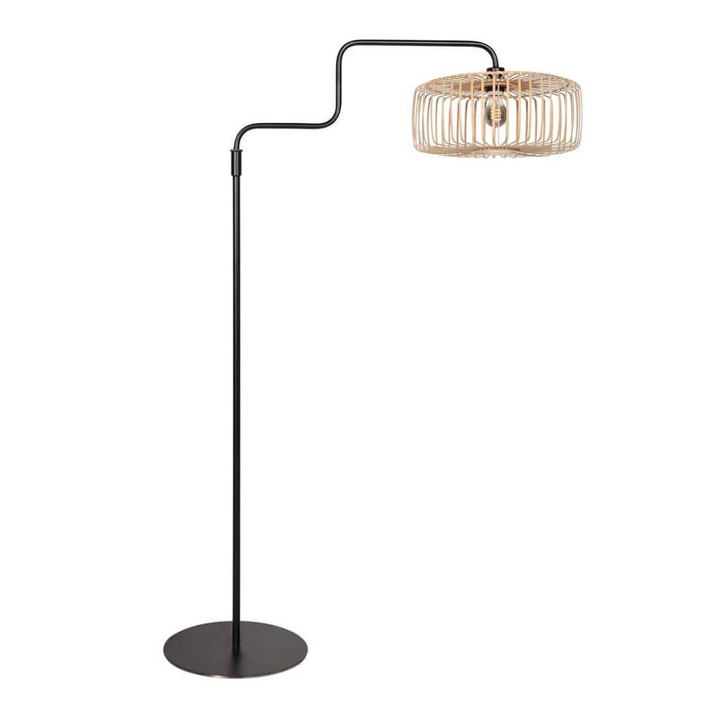 Floor lamp Bloeba black with bamboo