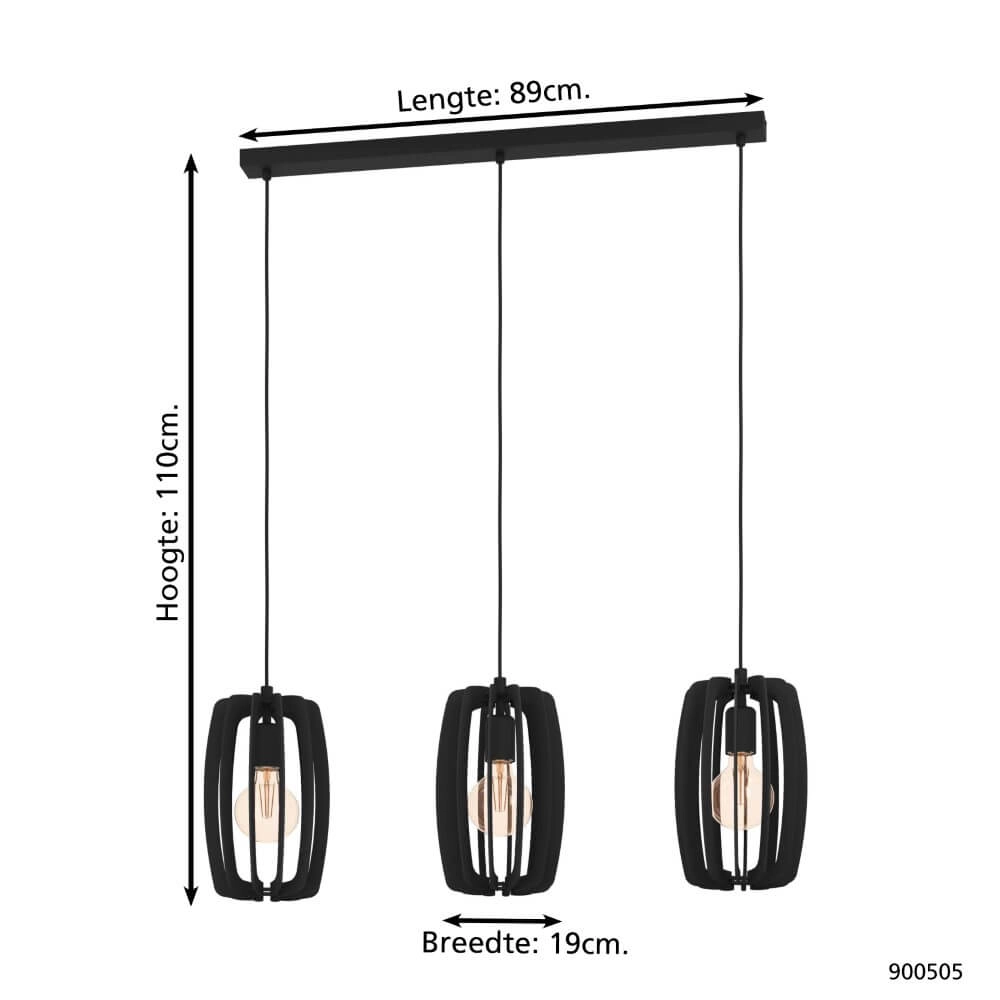 Dining room hanging lamp Bajazzara black Eglo 9008606244355