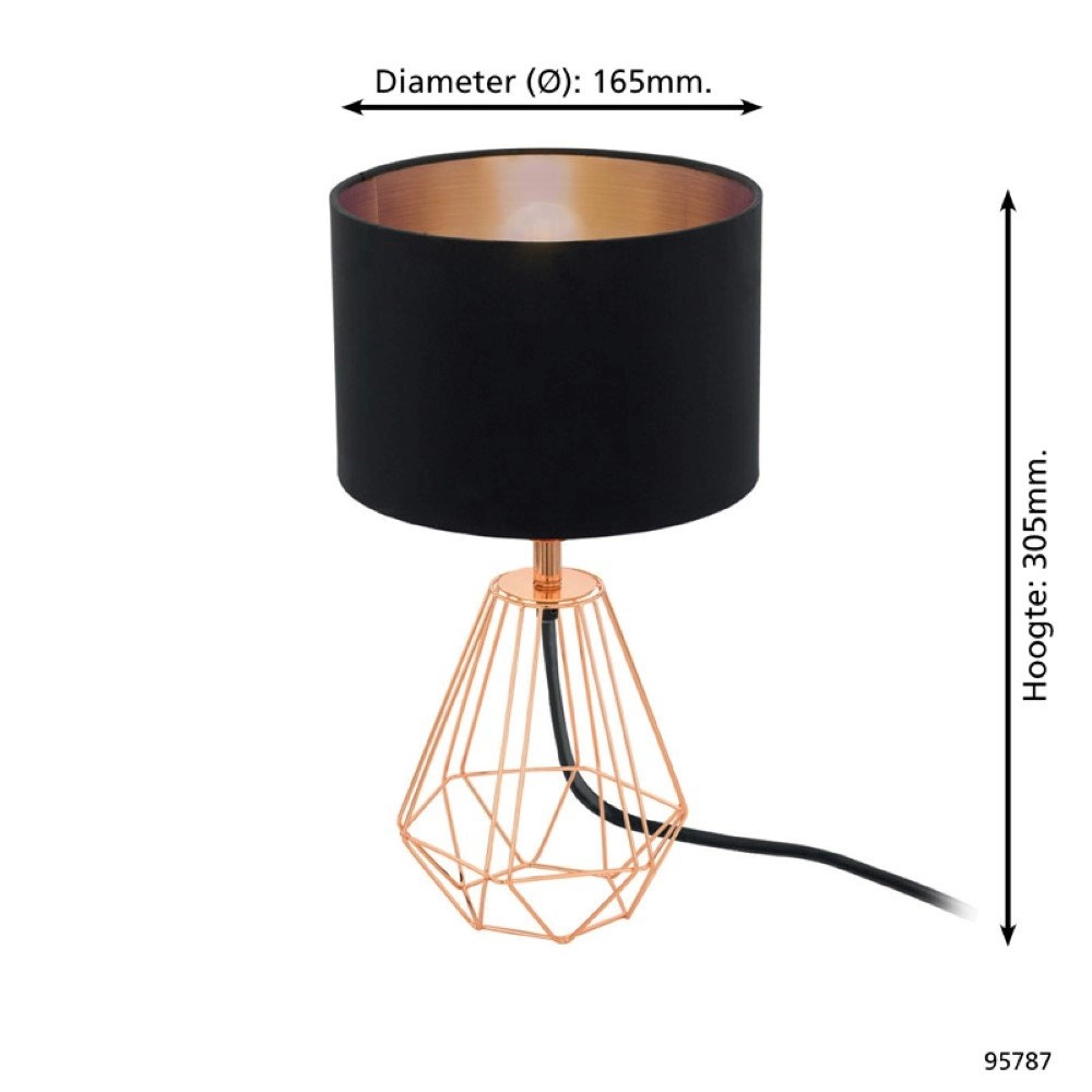 Table lamp Carlton 2 red copper with black Eglo 9002759957872