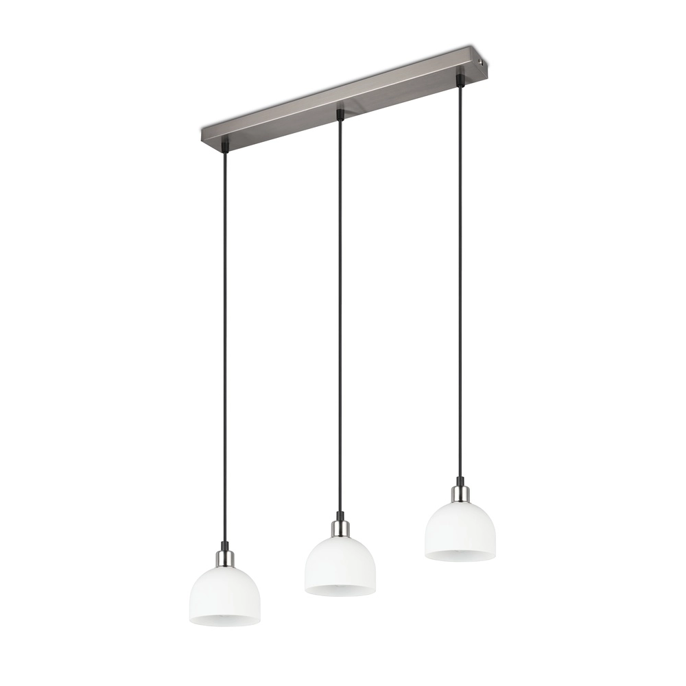 Nickel pendant lamp Molly 3-light white glass Trio 4017807618099
