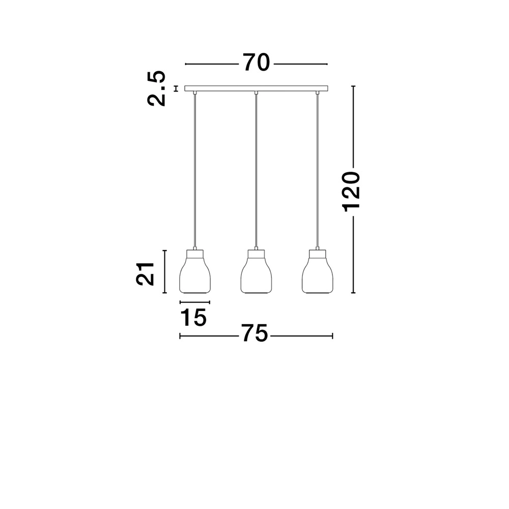 Pendant lamp Blacu 3-light black straight Lyora 5212017447494