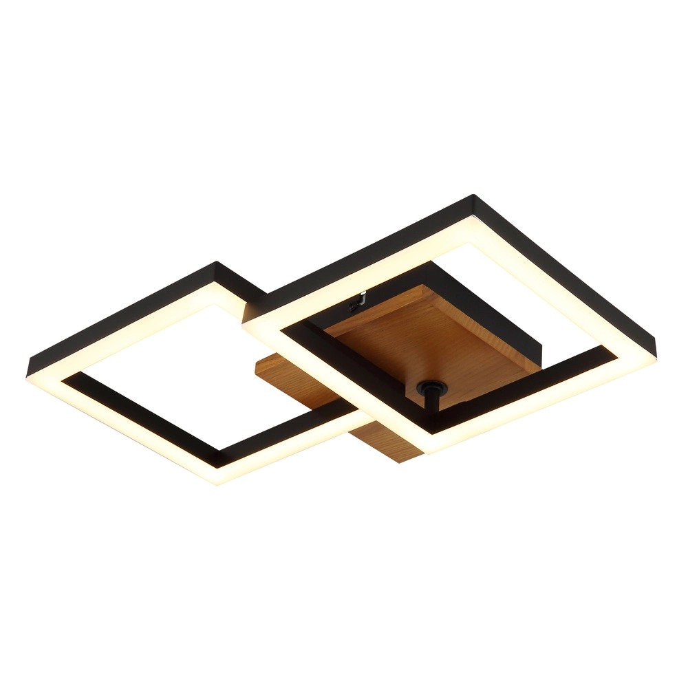 Design ceiling lamp Kerry black with wood look Globo 9007371440221
