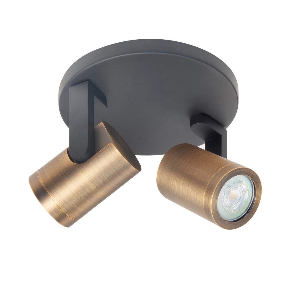 Surface-mounted spot Halo Spot Black with copper bronze 2-light round