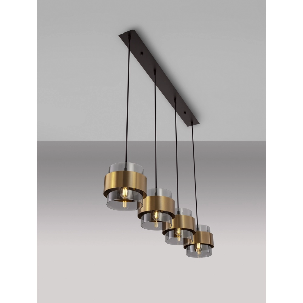 Pendant lamp Sianna 4-light straight black and gold Lyora 5212017445421