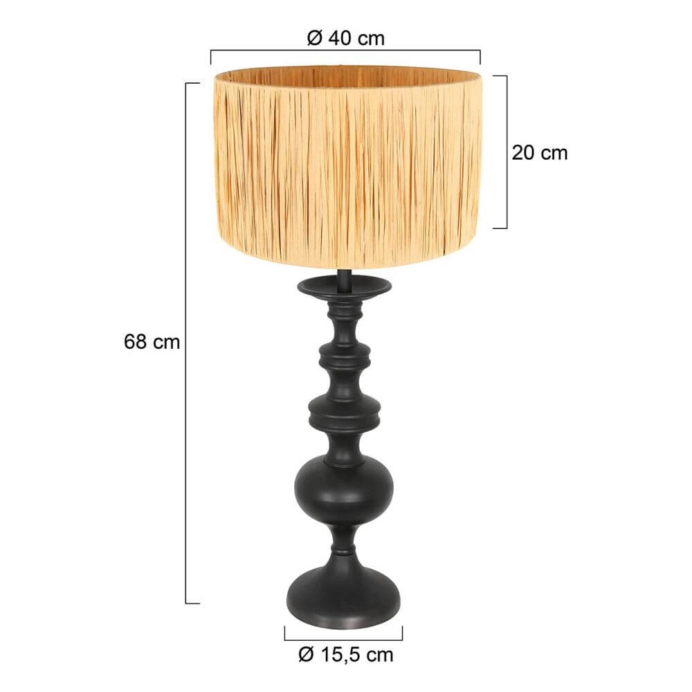 Table lamp Lyons black with straw shade Steinhauer 8712746172492