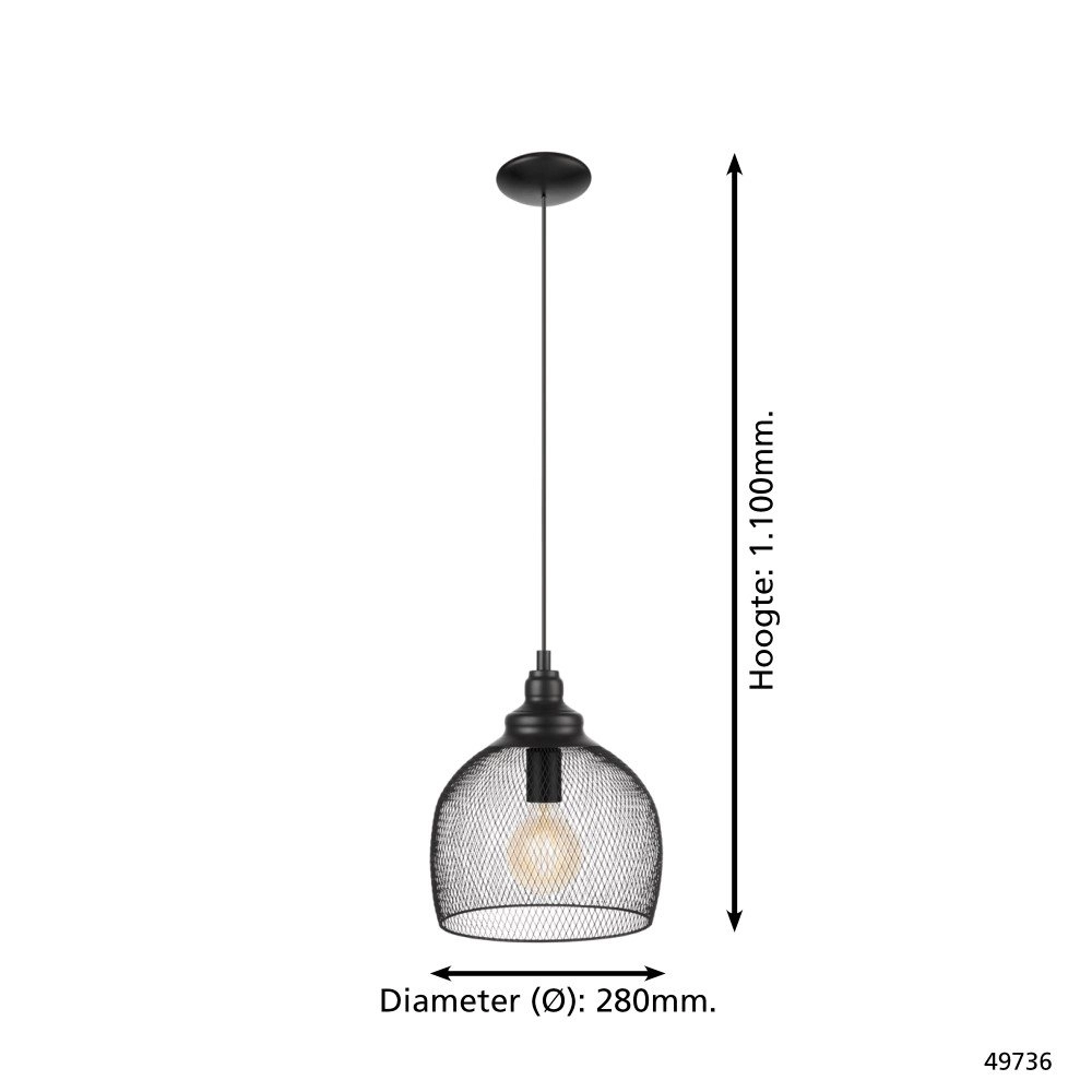 Pendant lamp Straiton 28cm 28cm black Eglo 9002759497361