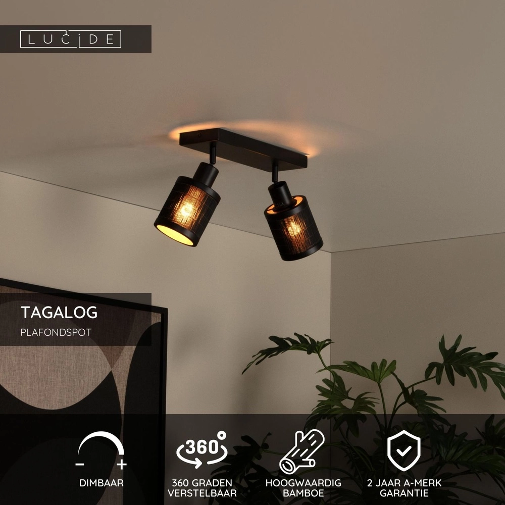 Ceiling lamp Tagalog Double Black Lucide 5411212211675