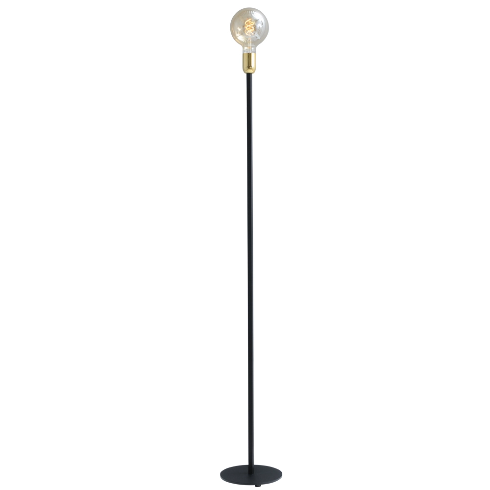 Black floor lamp Tube 130cm with gold fitting