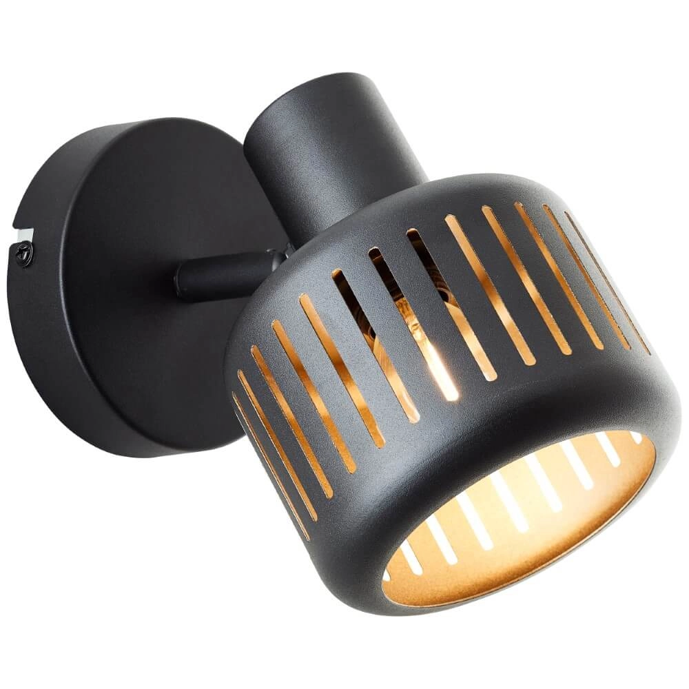 Black wall lamp Tyas black with gold