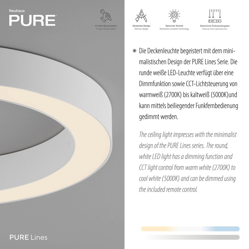 Sleek led ceiling lamp Pure Lines Round Ø 35cm - white Paul Neuhaus 4012248395226