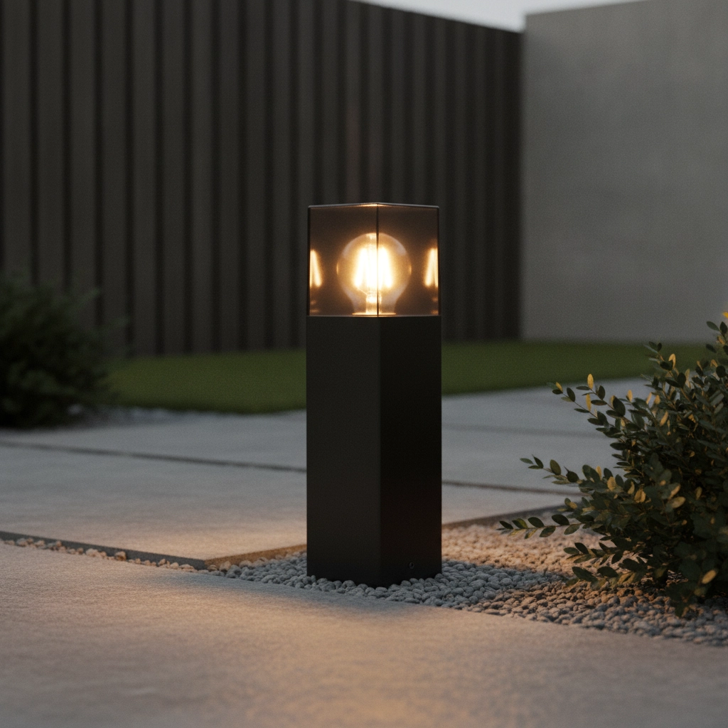 Modern garden lamp Denver black with smoke glass 30cm