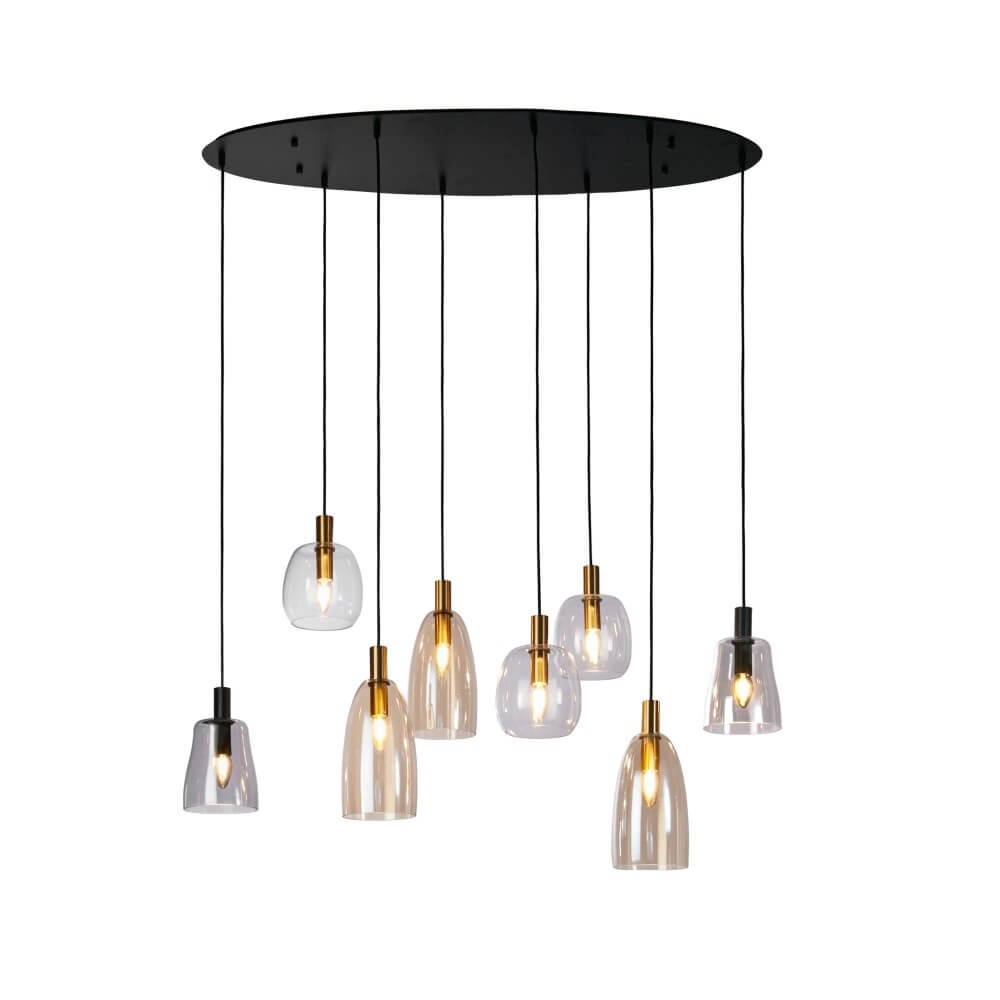 8-light pendant lamp Divine Multiple colors of glass Searchlight 5053423250663
