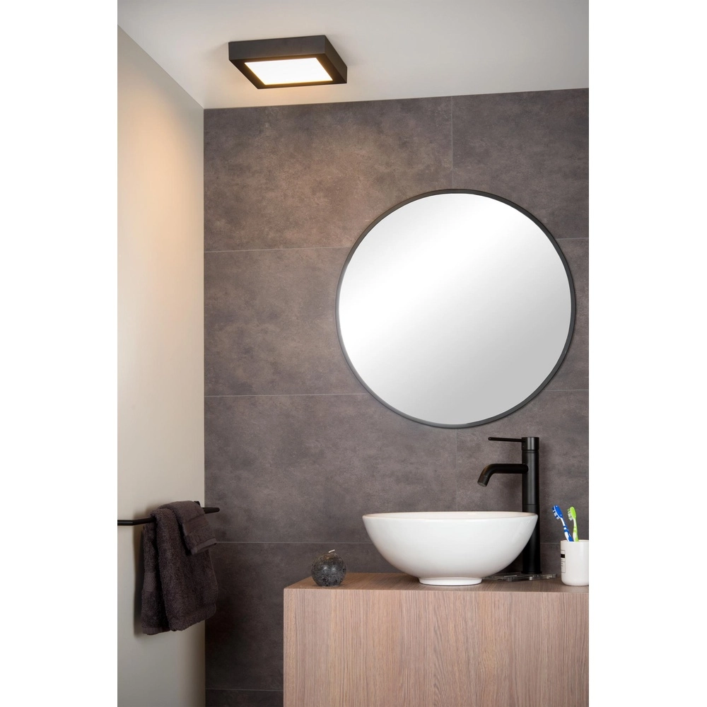 Ceiling light Brice-Led 22cm square IP44 black Lucide 5411212281265