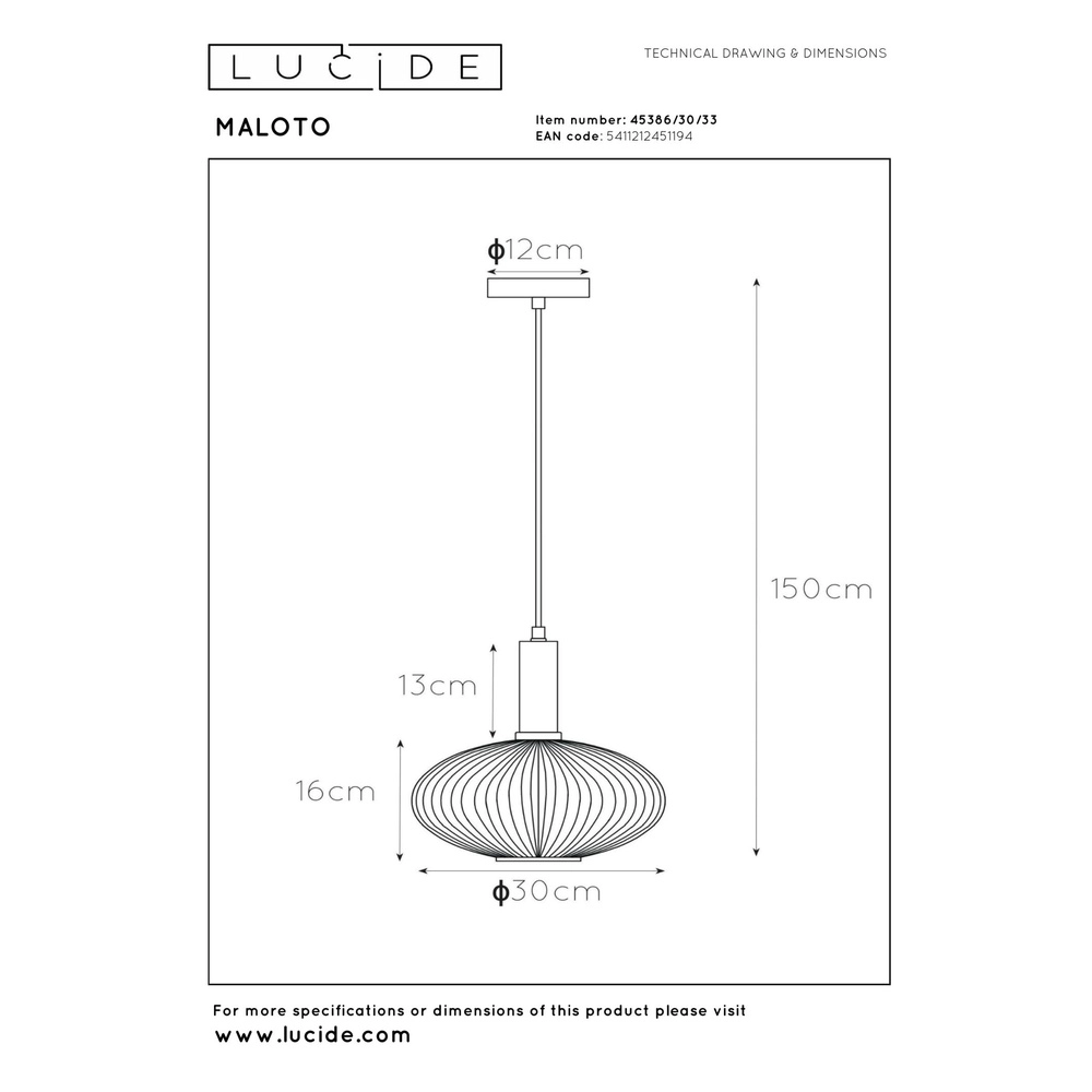 Pendant lamp Maloto Ø 30cm green Lucide 5411212451194