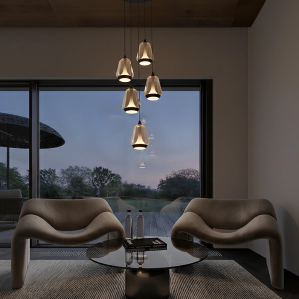 Design pendant lamp Alish 5-light smoke glass