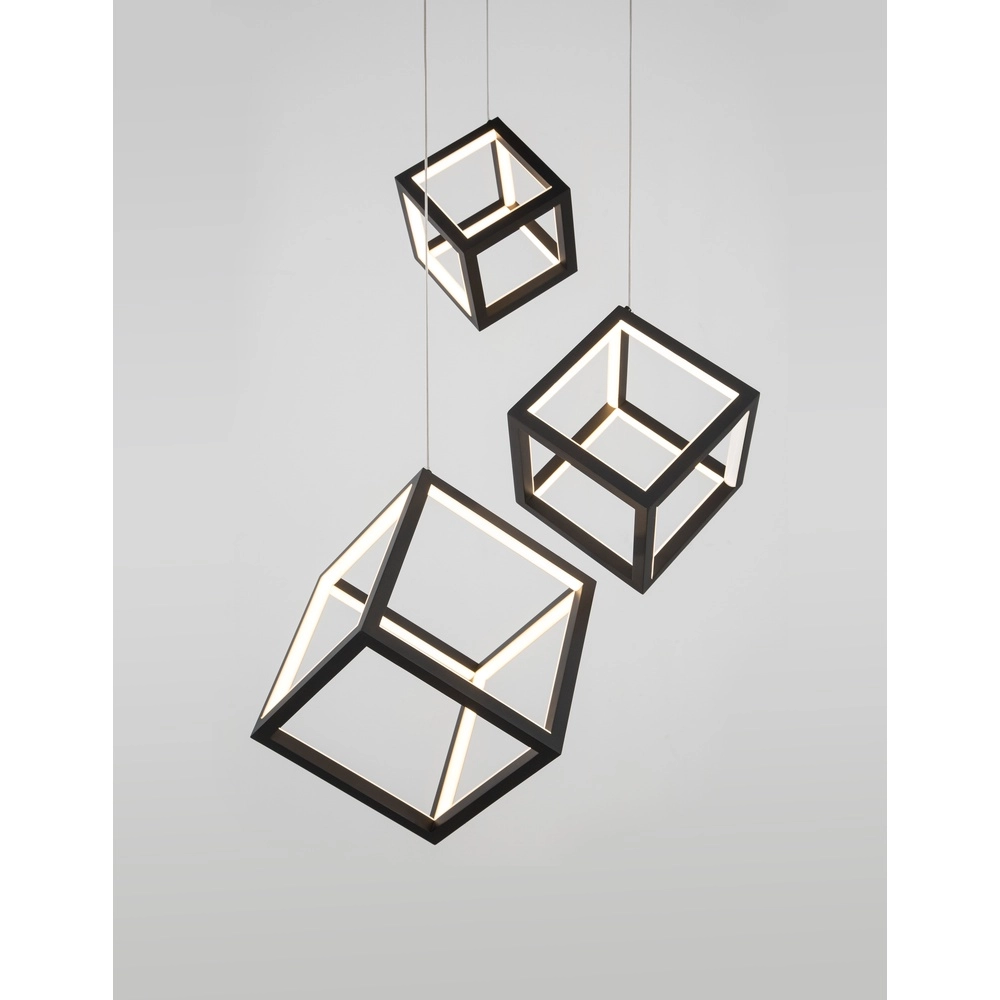 Square pendant lamp Gabbia Black Triple Lyora 5212017423412