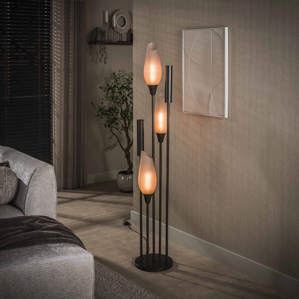 Stylish floor lamp Cocoon 3x E27 - 2x GU10 - frosted glass Lyora 8716803511927