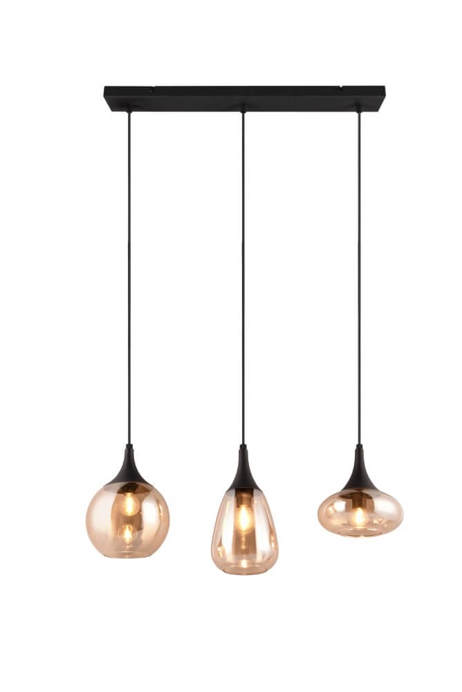 3-light pendant lamp Lumina with amber glass Trio 4017807597080