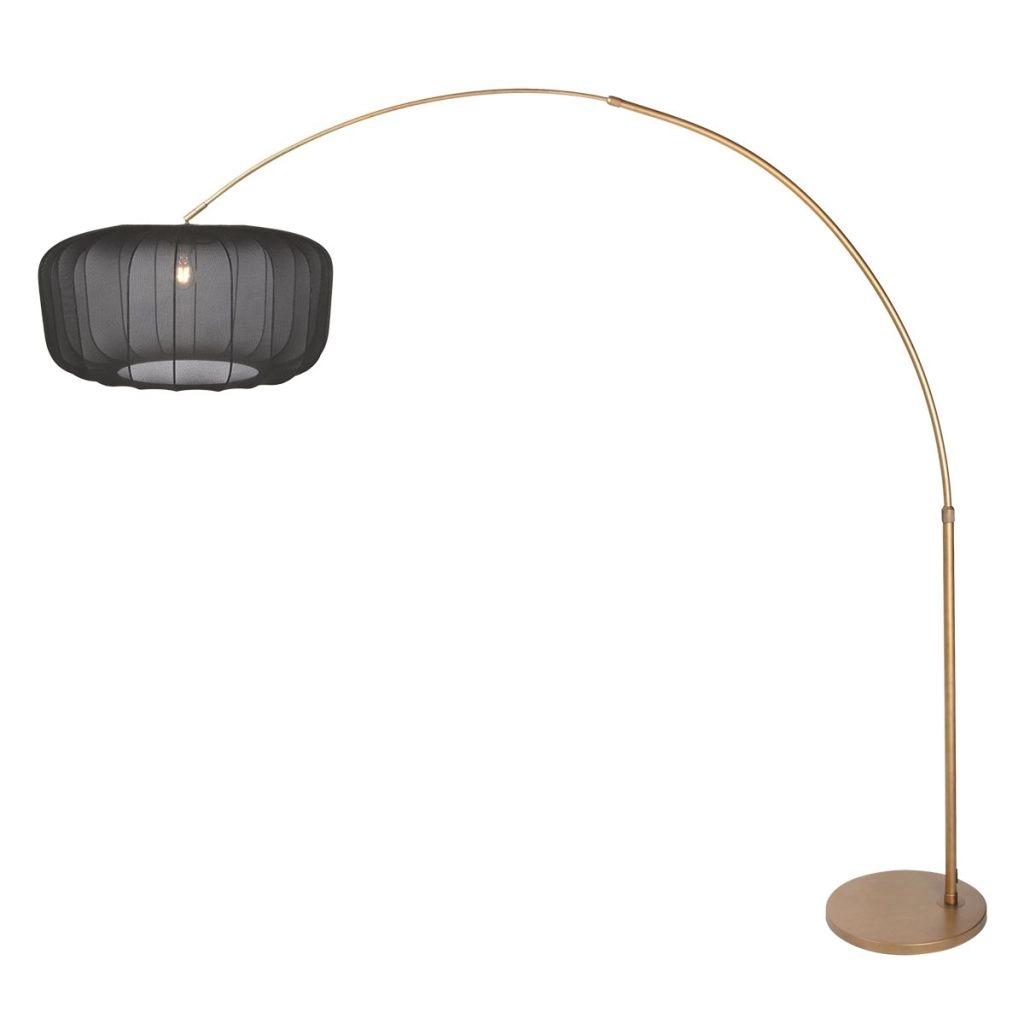 Bronze arc lamp Vela Lino with black shade Ø60cm Steinhauer 8712746185690