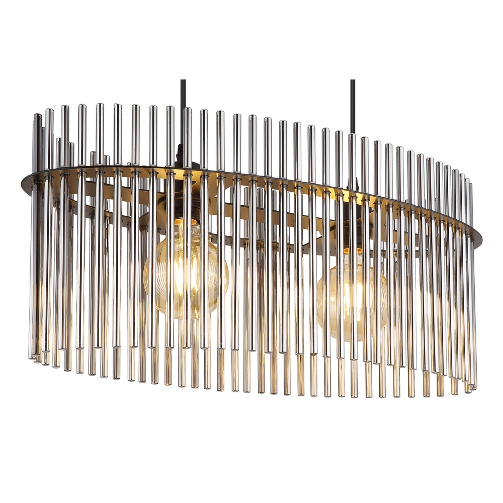 Pendant lamp Gorley Black with smoke glass rods Globo 9007371506149