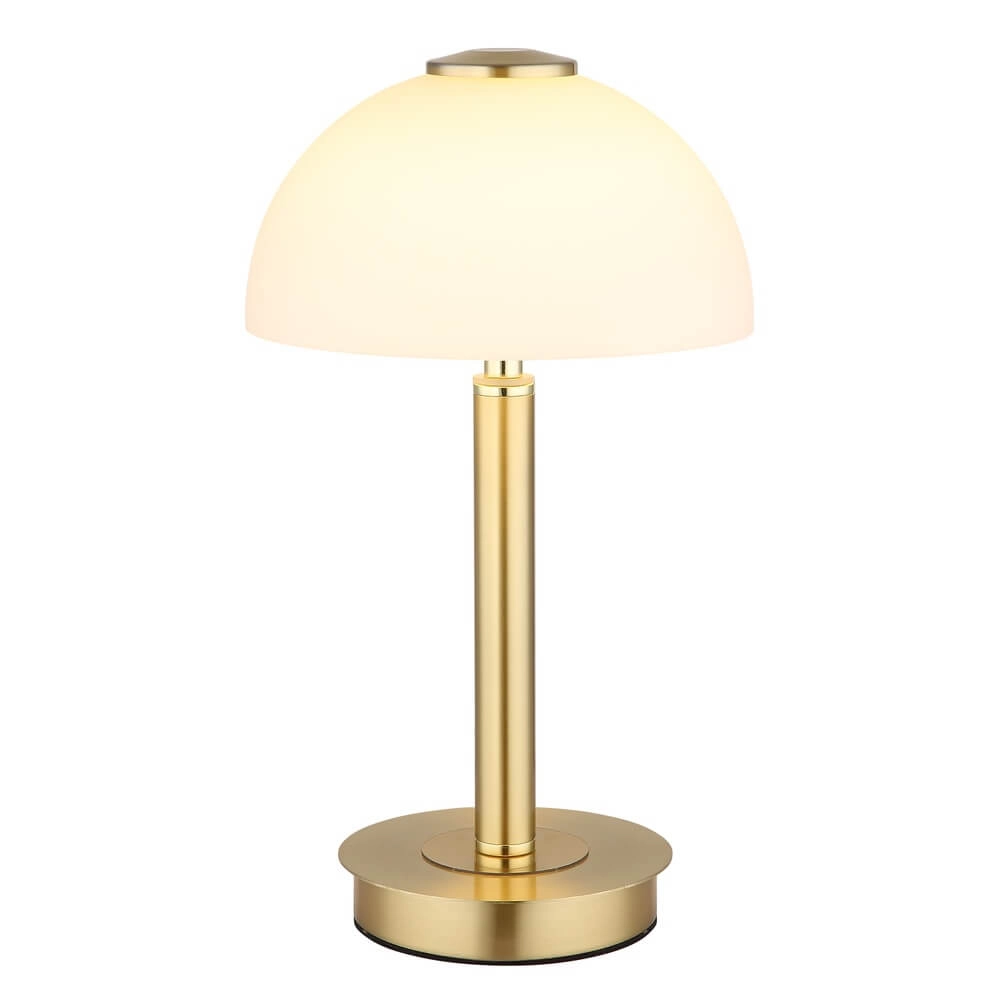 Table lamp Uldin gold with white glass