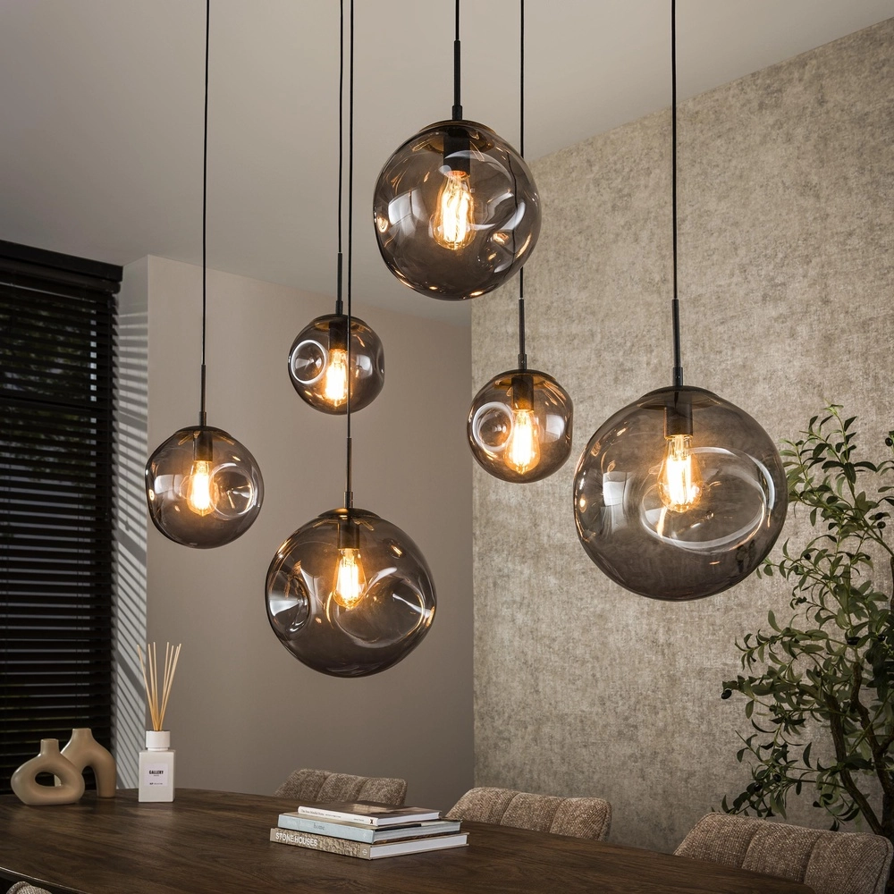 6-light pendant lamp Stellar with organic ceiling plate Lyora 8716803511729