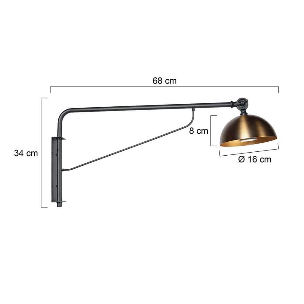 Wall lamp Pintino black with bronze Steinhauer 8712746176506