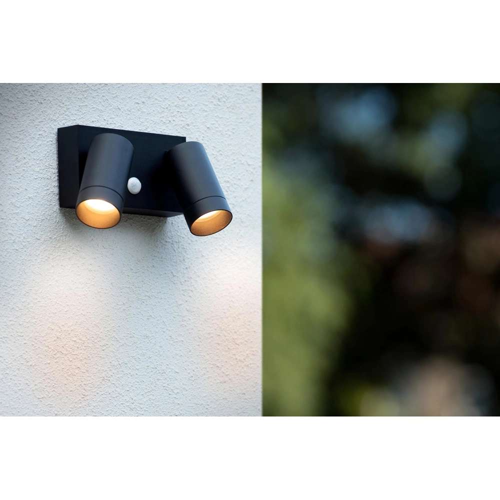 Wall spotlight Taylor IP54 double with sensor black Lucide 5411212092717
