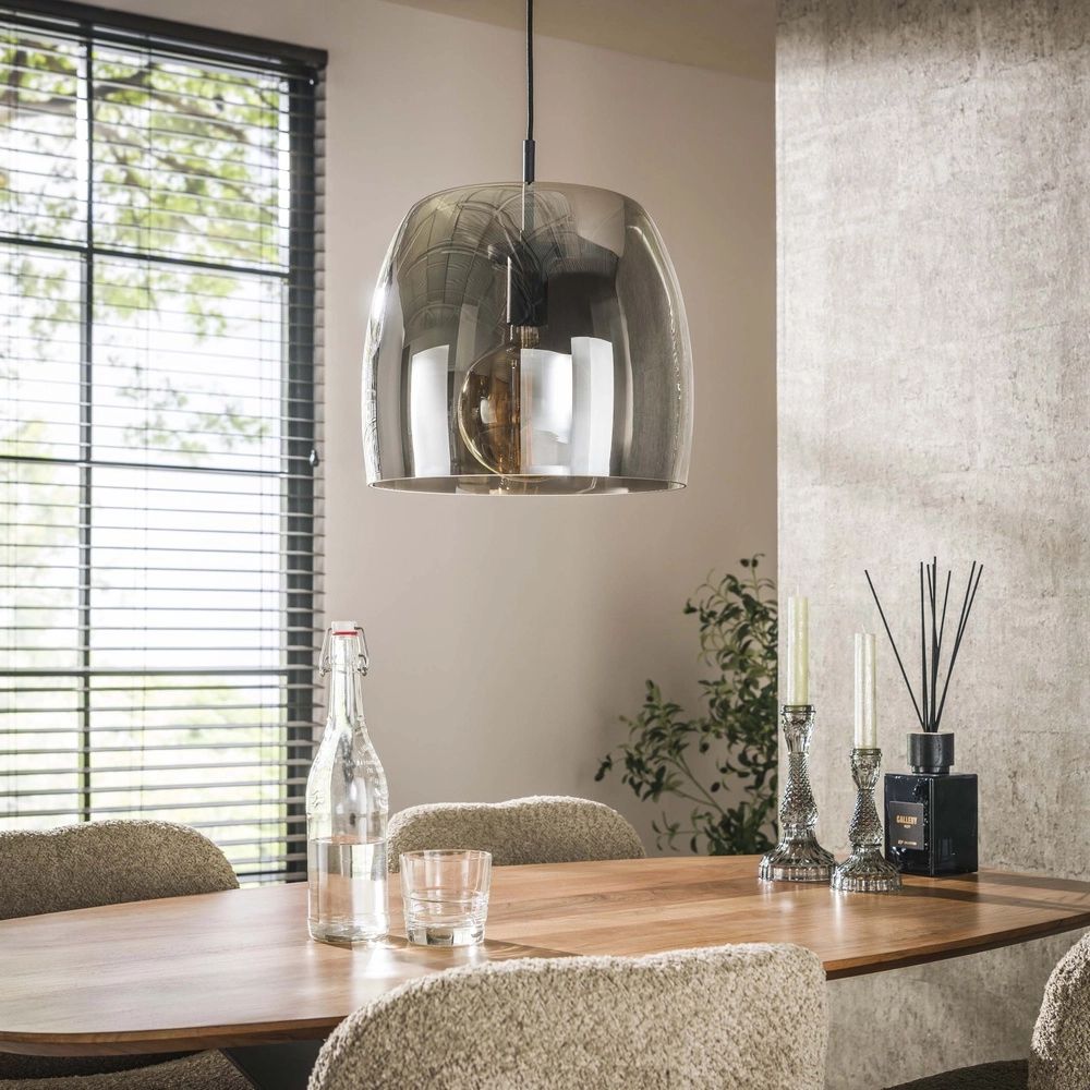 Glass pendant lamp Drift Ø 35cm - smoke glass Lyora 8716803512696