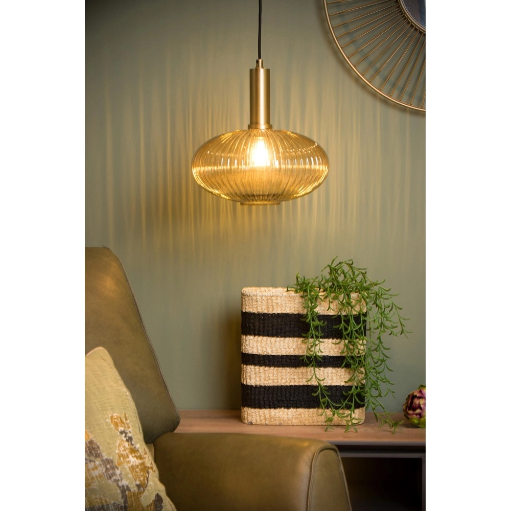 Pendant lamp Maloto Ø 30cm amber Lucide 5411212451200