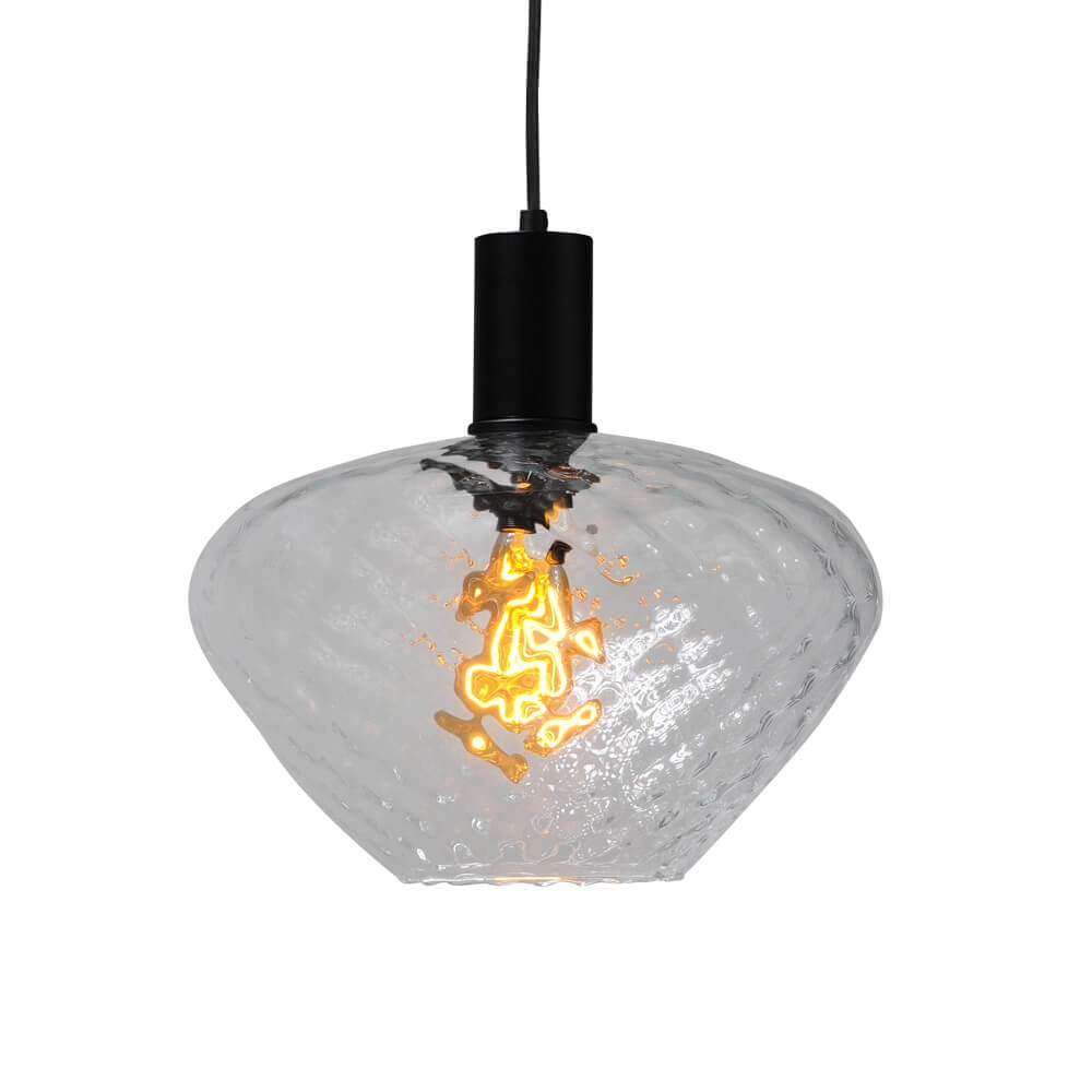 3-light hanging lamp - black - Porto with Blossom smoke glasses Masterlight 8718121269511