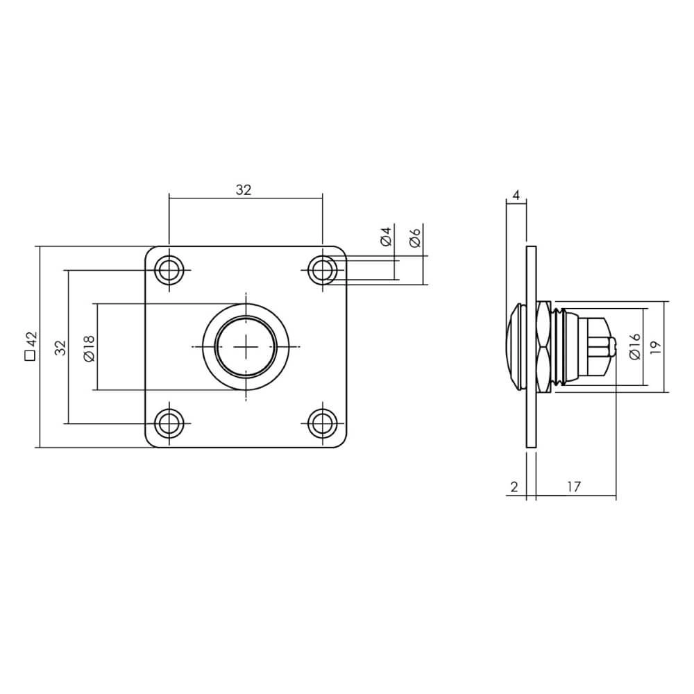 Square doorbell Chimea Screw hole black Intersteel 8714186401996