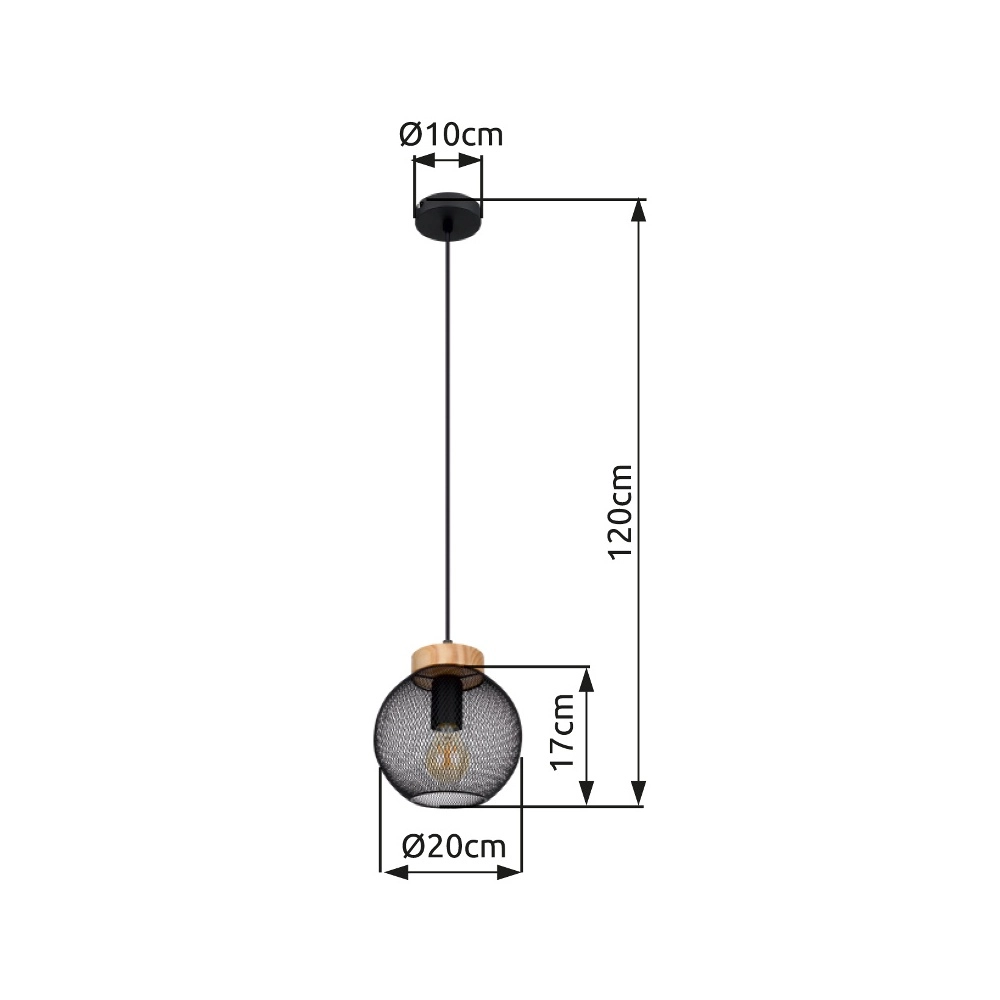 Pendant lamp Pablo Black Mesh Globo 9007371423552