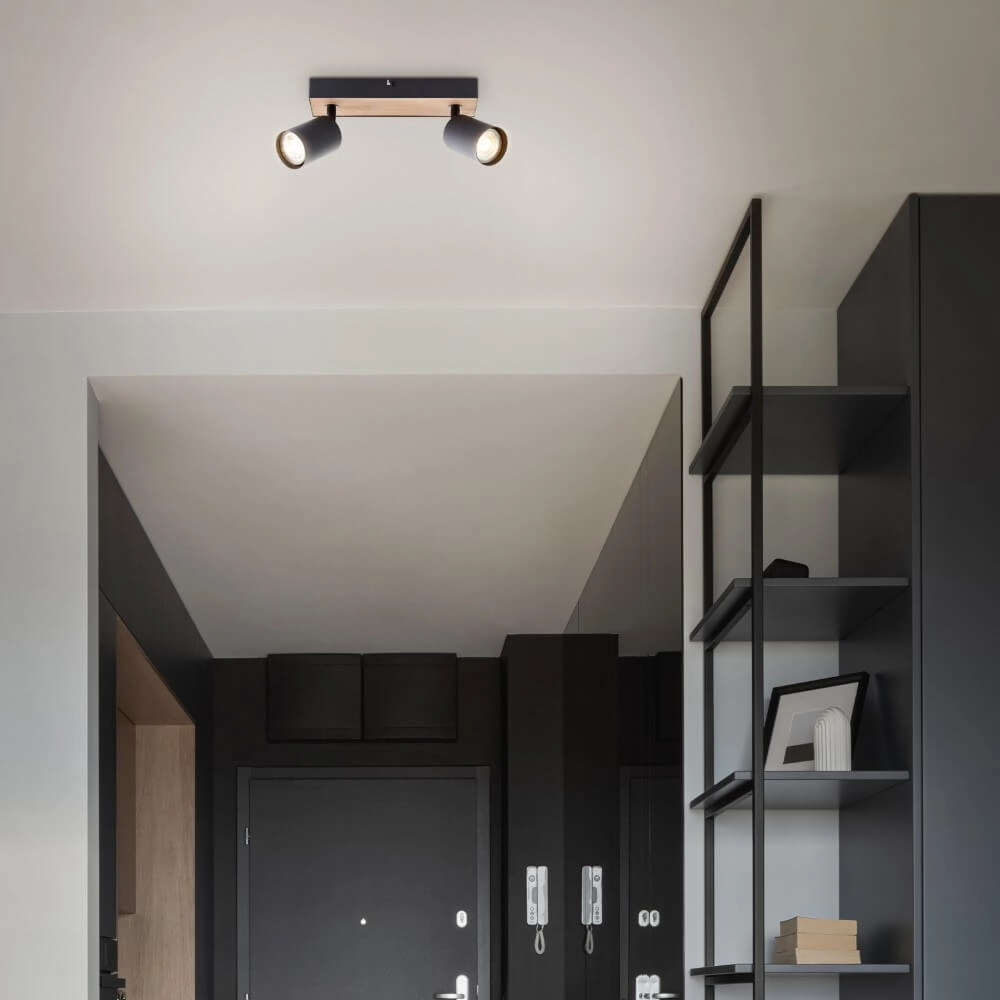 2-light lamp Jello Wood black with wood Brilliant 4004353428388
