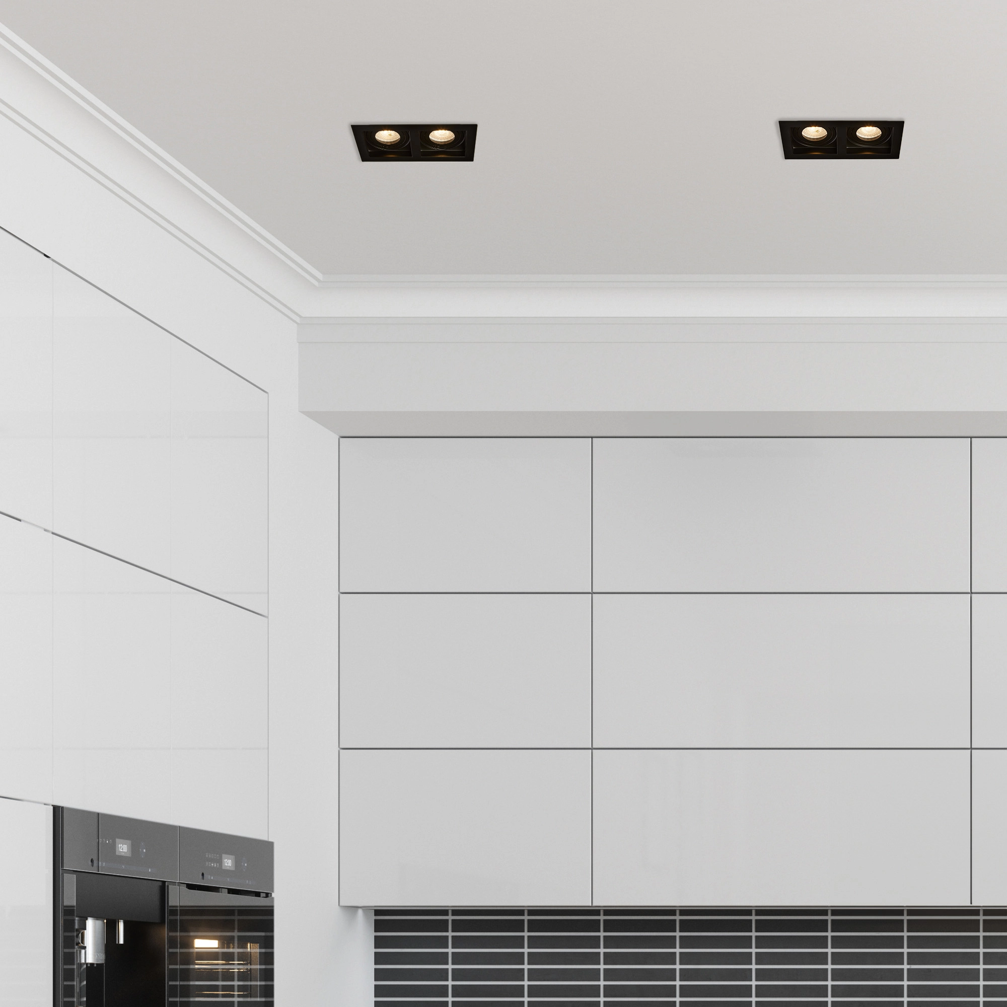 Rectangular recessed spotlight Grid 2-light black Lyora 5053423307152
