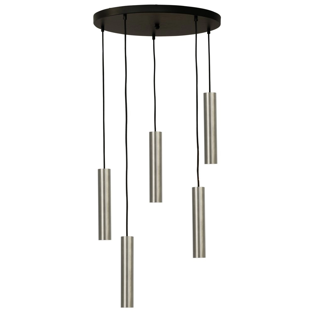 Hanging lamp Run 5-light stainless steel with gunmetal