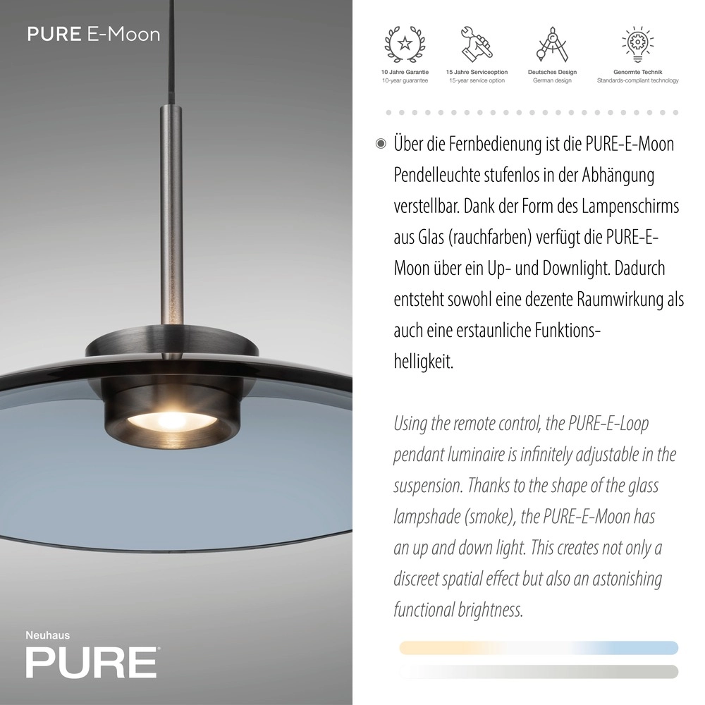 Pendant lamp Ø 50cm Pure E-Moon with smoke glass Paul Neuhaus 4012248386361