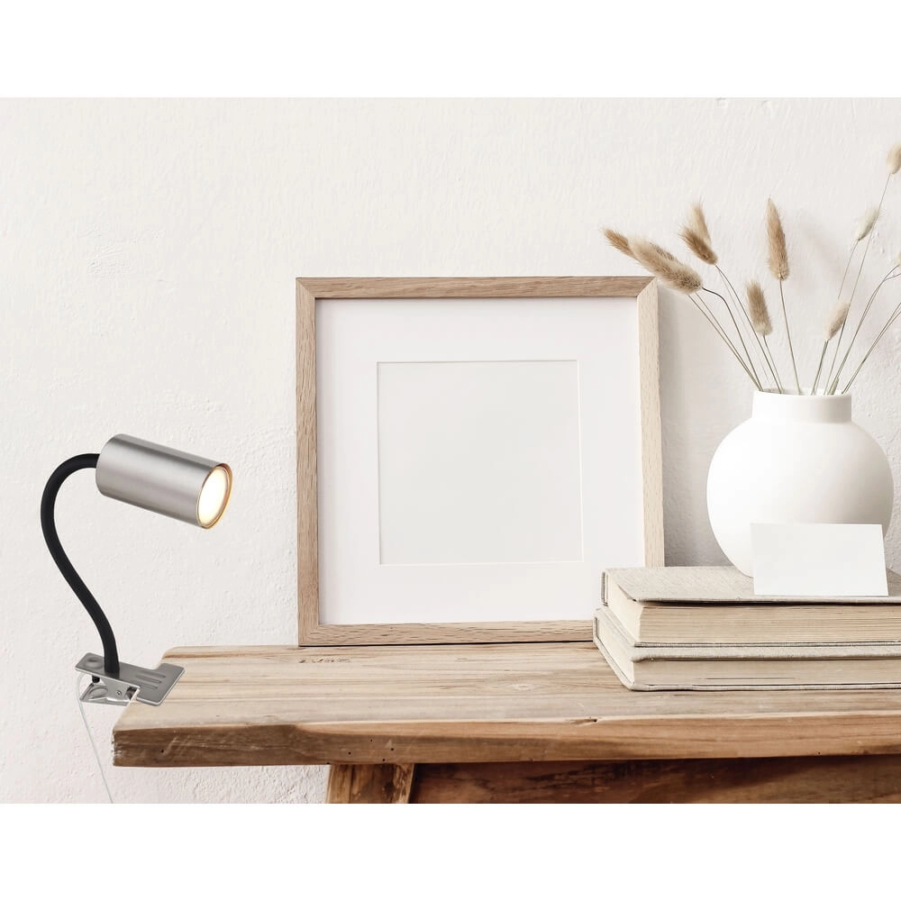 Black clamp lamp Robby with nickel Globo 9007371430888