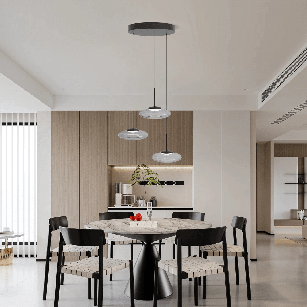 3-light pendant lamp Bounto black round clear glass Lyora 4255805304013