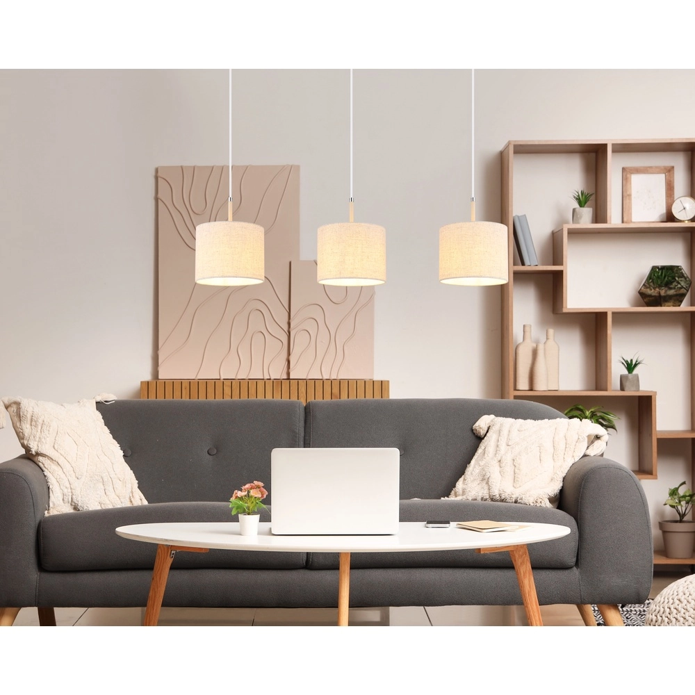 3-light pendant lamp Deleon sand brown straight Globo 9007371578900